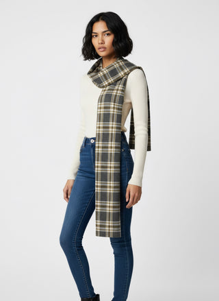 Foulard tartan gris et jaune safran (XXL)