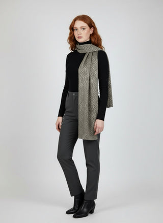 Reversible geo-chic khaki green scarf (XXL)