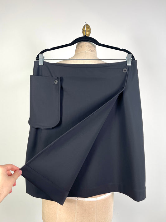Jupe portefeuille noire à poche amovible lavable (L+XL)