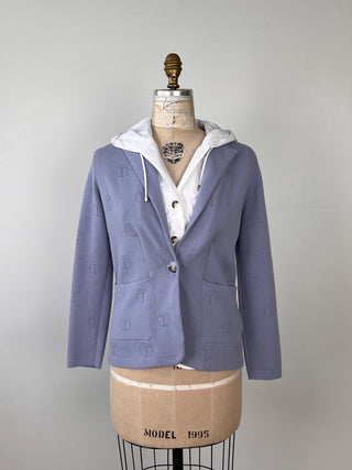 Lavender 2-Piece Knit Hooded Blazer (XS-M)