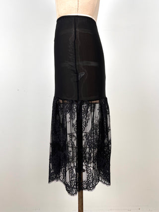 Black petticoat with floral lace (XS/S)