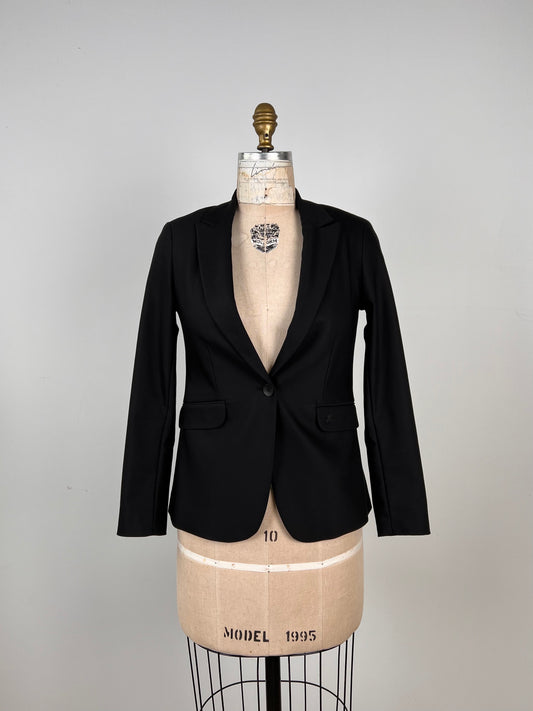 Blazer noir en coton glacé extensible (2/4)