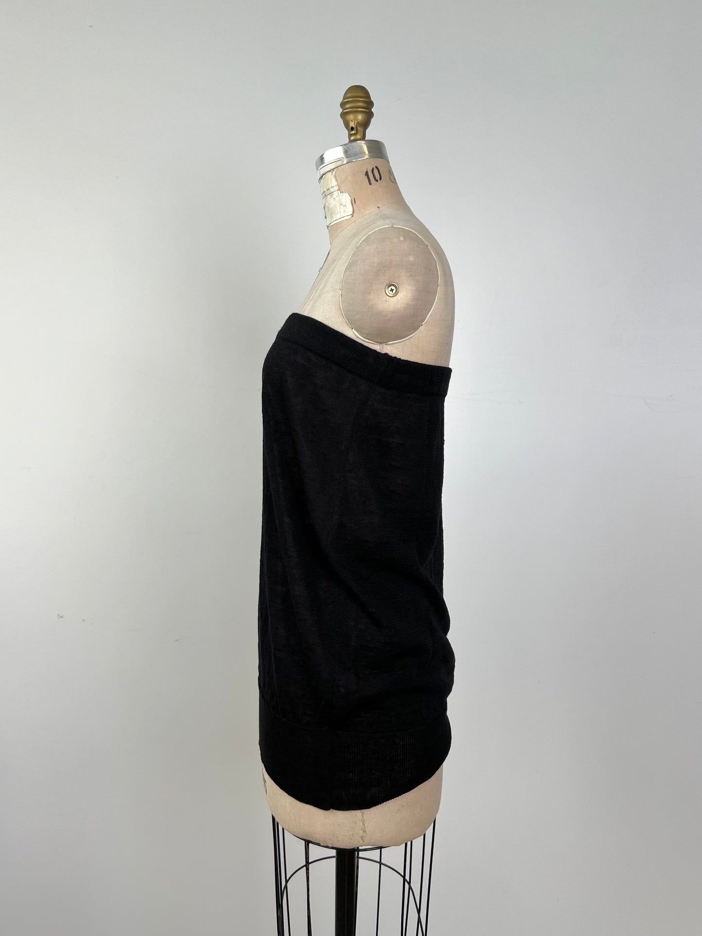 Jupe ballon diaphane en tricot de lin noir (L)