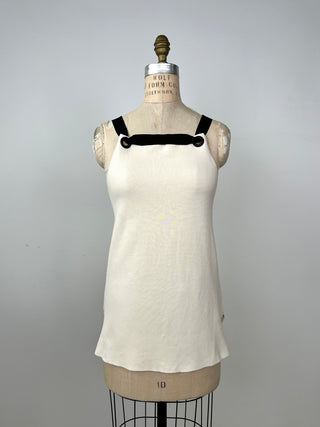 Cream cotton flared top with black straps (6)