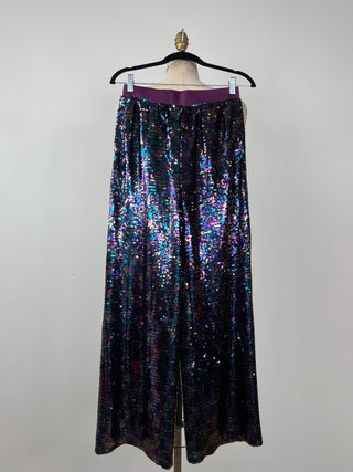 Purple Blue Green Sequin Palazzo Pants (S)