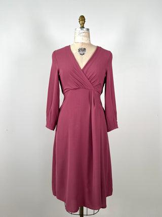 Retro Style Pink Wrap Dress (XS)