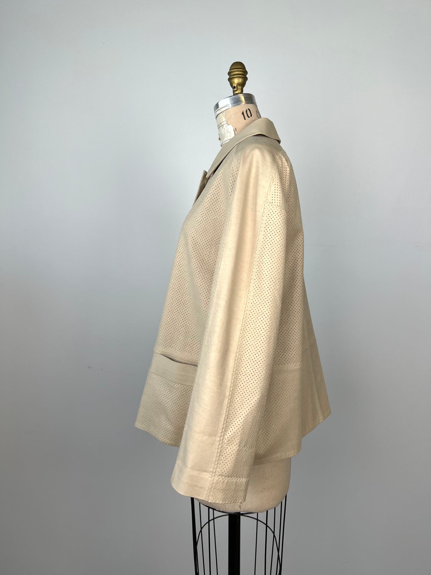 Veste en toile de coton ajourée nude (XL)