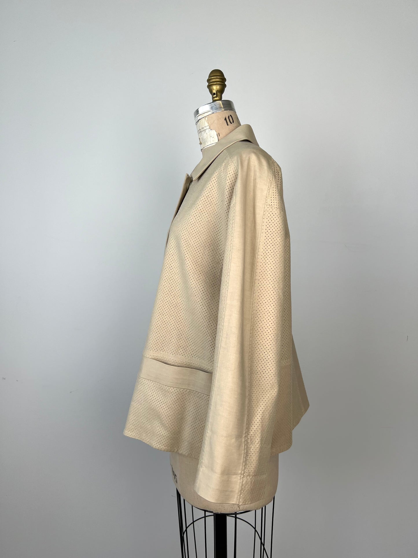 Veste en toile de coton ajourée nude (XL)