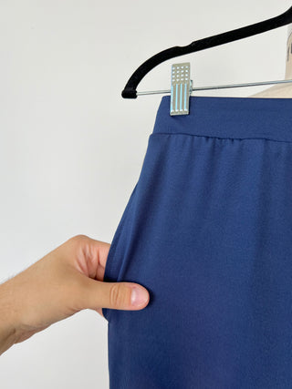 Pantalon décontracté  en microfibre marine (S)