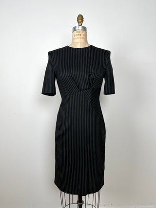 Black dress with pale blue stripes (0-2)