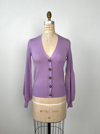 Lilac washable balloon sleeve cardigan (XS)