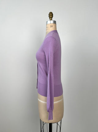 Lilac washable balloon sleeve cardigan (XS)