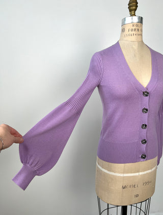 Lilac washable balloon sleeve cardigan (XS)