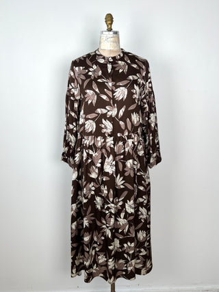 Robe chocolat floral en pure viscose (6)