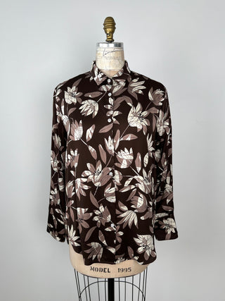 Chocolate floral viscose blouse (6)