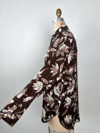 Chemisier chocolat floral en viscose (6)