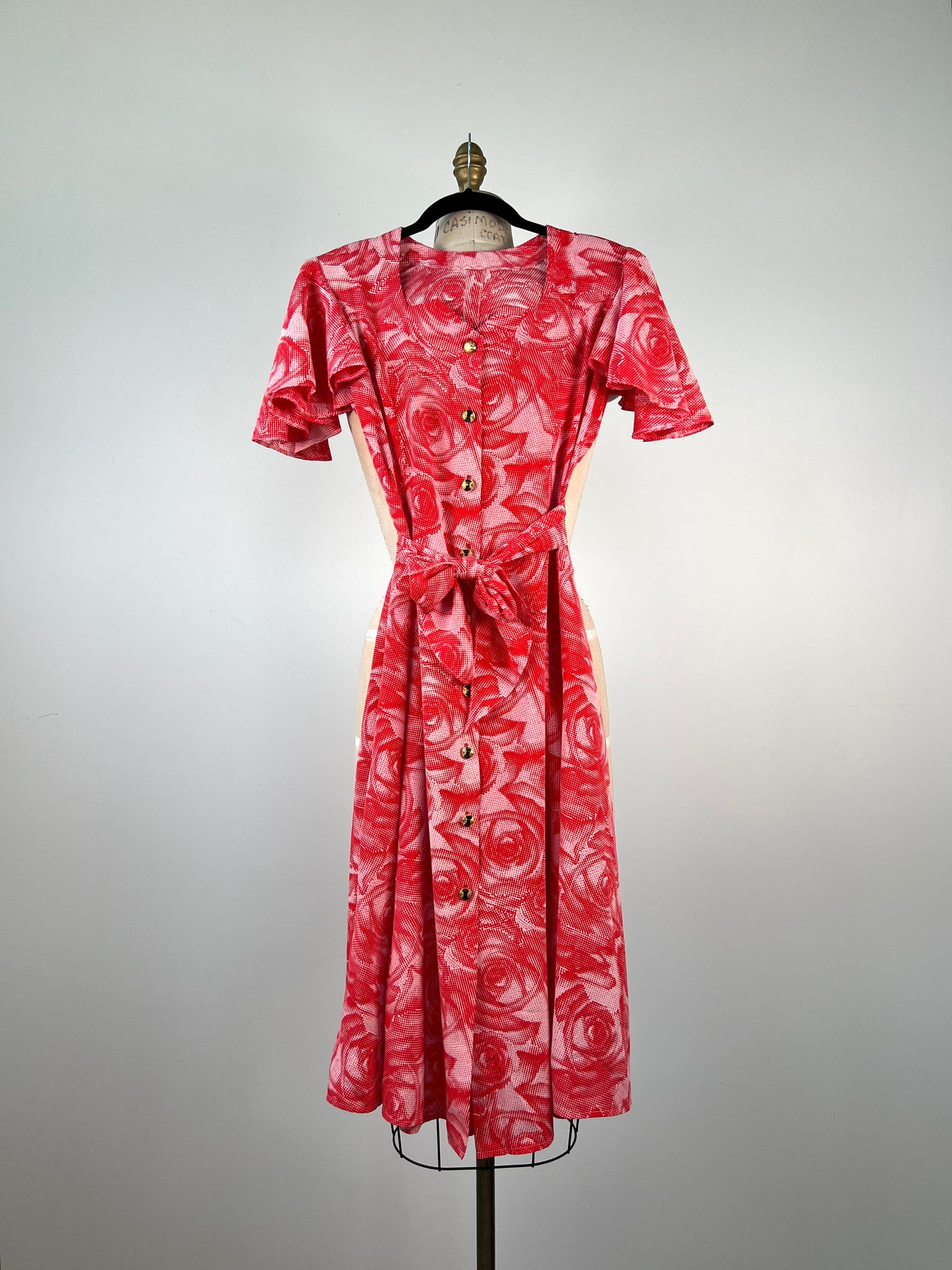 Robe vintage flamenco à pois de roses rouges (XXS)