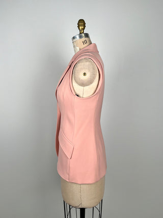 Pale Pink Double Armhole Sleeveless Blazer (0+2)