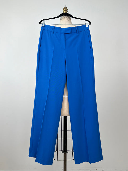 Pantalon tailleur en tissage sergé bleu azur (8)