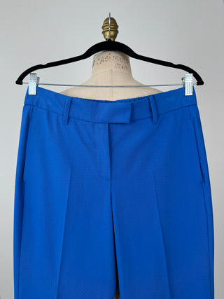 Pantalon tailleur en tissage sergé bleu azur (8)