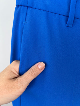 Pantalon tailleur en tissage sergé bleu azur (8)