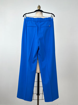 Pantalon tailleur en tissage sergé bleu azur (8)