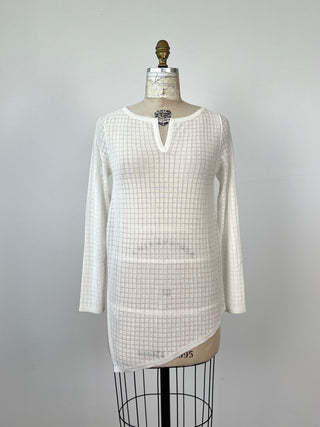 Cream tunic with sheer checks (TU)