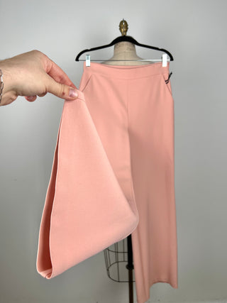 Pantalon taille haute à jambe large rose pâle (8)