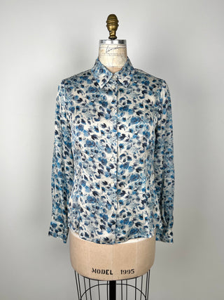 Chemisier floral bleu en pure viscose (6 + 8)