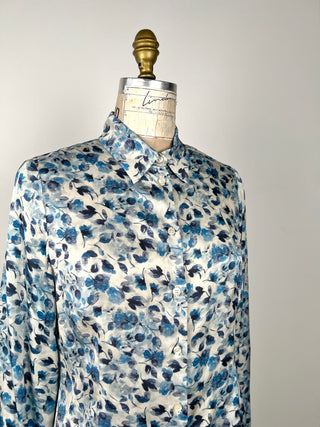 Chemisier floral bleu en pure viscose (6 + 8)