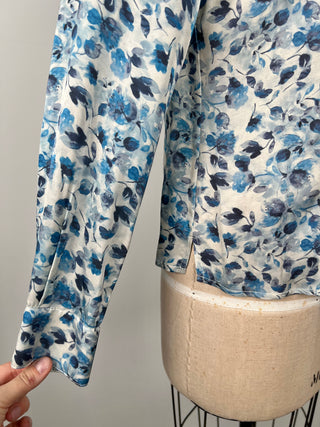 Chemisier floral bleu en pure viscose (6 + 8)