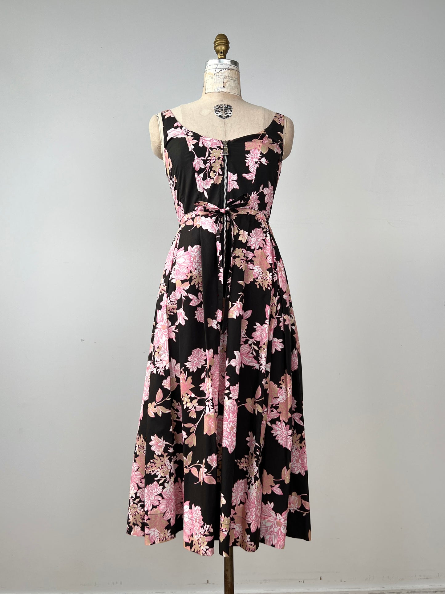 Robe cintrée imprimée florale choco-rose (2 et 4)