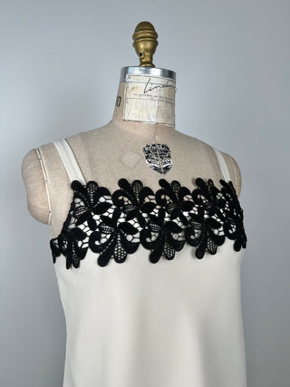 Cream top with black lace insert (0+4)