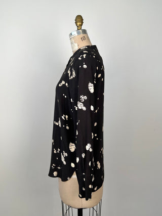 Black blouse with cream splash polka dots (6)