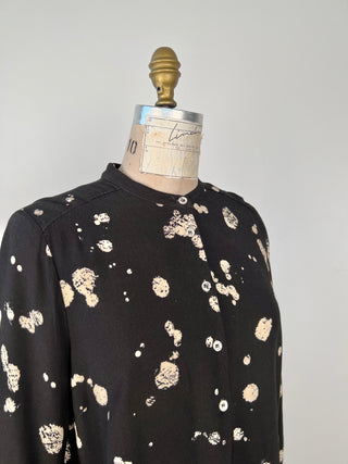 Black blouse with cream splash polka dots (6)