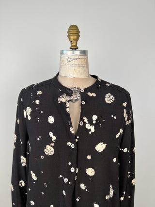 Black blouse with cream splash polka dots (6)