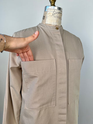 Washable organic cotton jacket in sand (6)