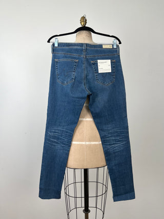 Pantalon skinny en denim effet usé à coupes franches (30 et 31)