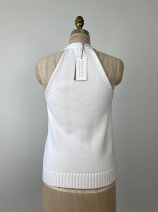 Top gilet en tricot de coton blanc (S)