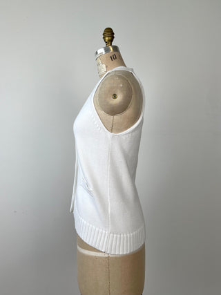 Top gilet en tricot de coton blanc (S)