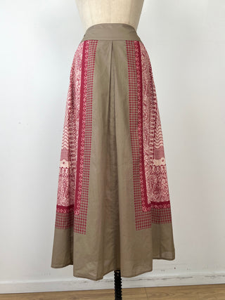 Taupe skirt with pink ornamental print (6)