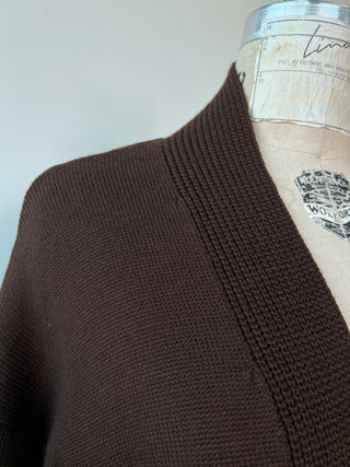 Veste ouverte en tricot chocolat (6)