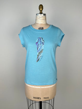 T-shirt bleu lagon imprimé logo Coster (S)