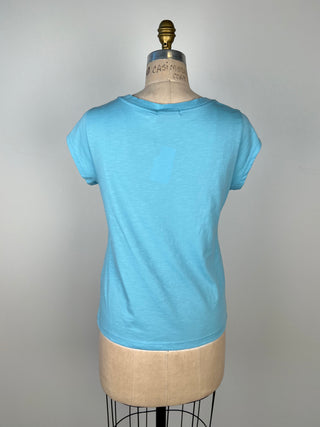 T-shirt bleu lagon imprimé logo Coster (S)
