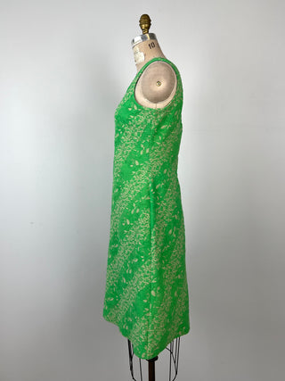 Green Floral Jacquard Fitted Dress (M)