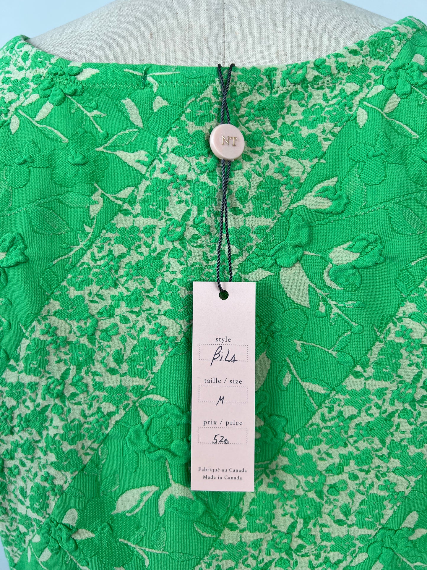 Robe cintrée à jacquard floral vert (M)