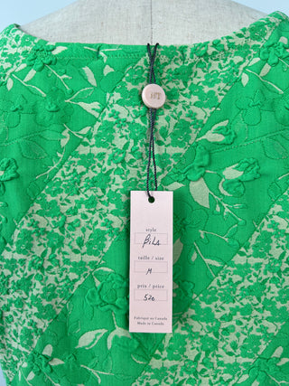 Green Floral Jacquard Fitted Dress (M)