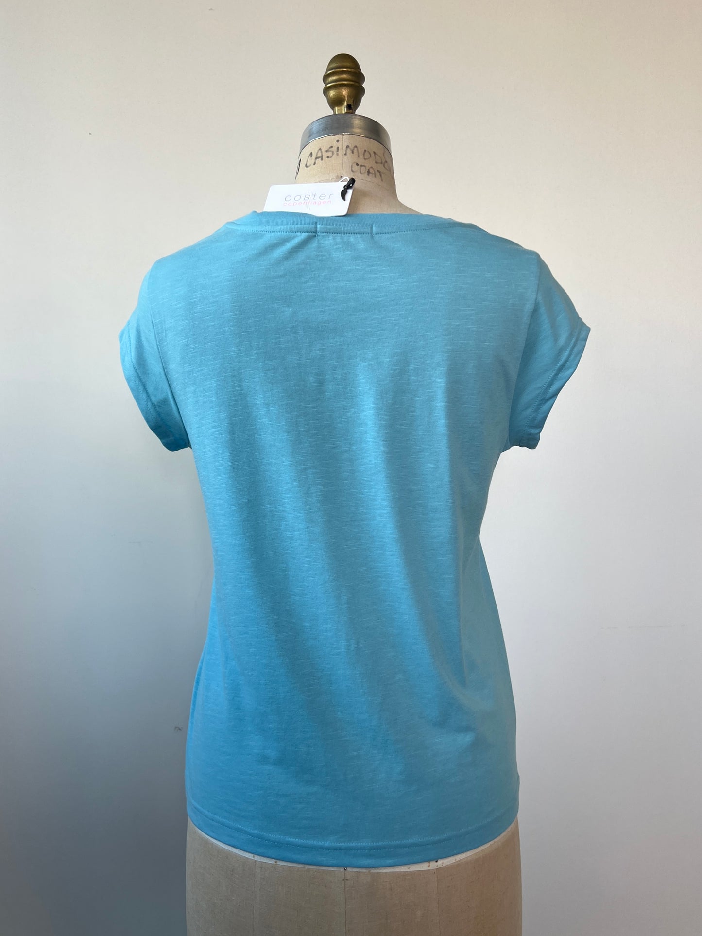 T-shirt bleu à imprimé Coster turquoise métallisé (S)
