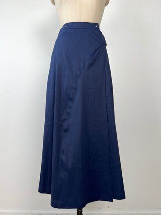 Blue techno linen wrap skirt (XS to M)