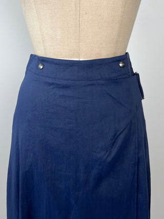 Blue techno linen wrap skirt (XS to M)